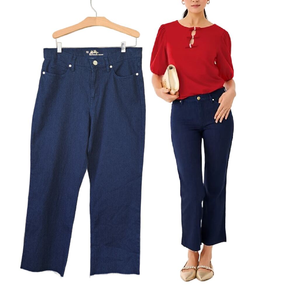 Lilly Pulitzer Lindessa High Rise Crop Jean Dark Wash Size 10 Straight Leg